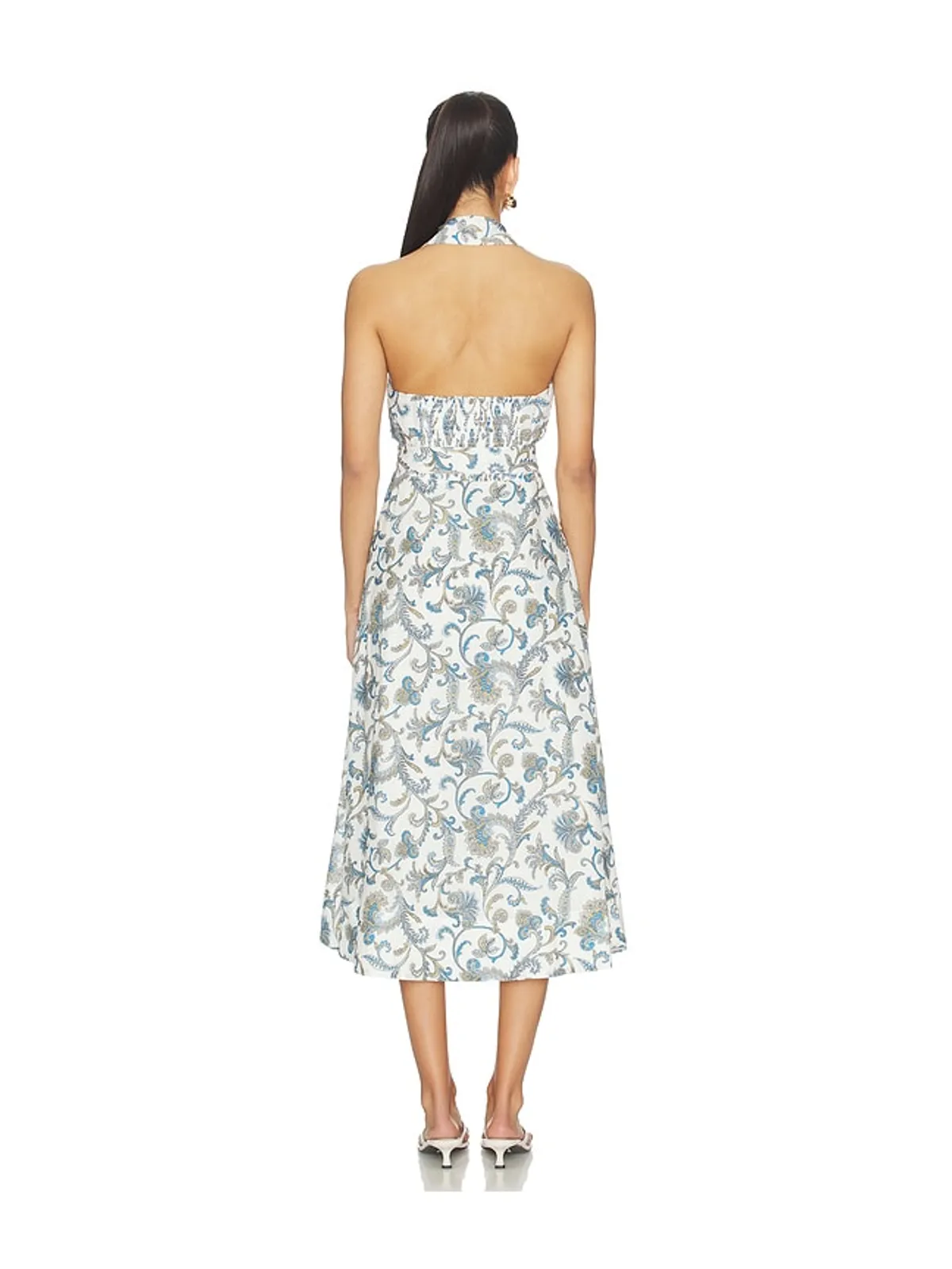 Veronica Beard MACKEY WITH SMOCKING ドレス - White,Blue. - 画像3