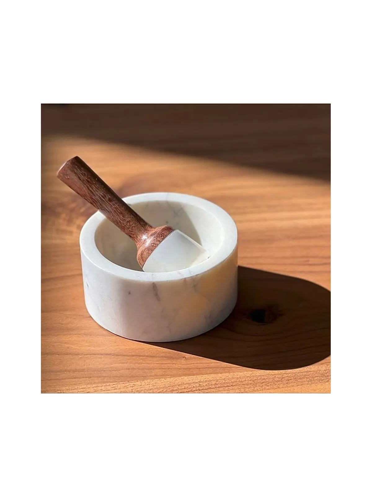 Verve Culture Marble Mortar & Pestle - White,Brown. - 画像3