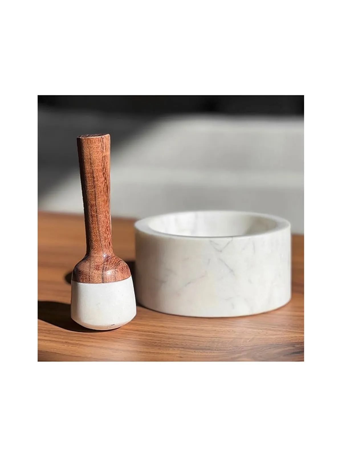 Verve Culture Marble Mortar & Pestle - White,Brown. - 画像4