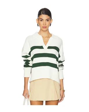 Velvet by Graham & Spencer LUCIE 襟付セーター - Green,Cream. - サムネイル1