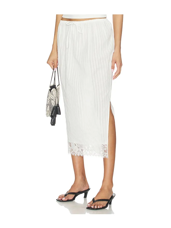 Yuhan Wang Yuhan Wang LACE HEM DRAWSTRING スカートの商品画像