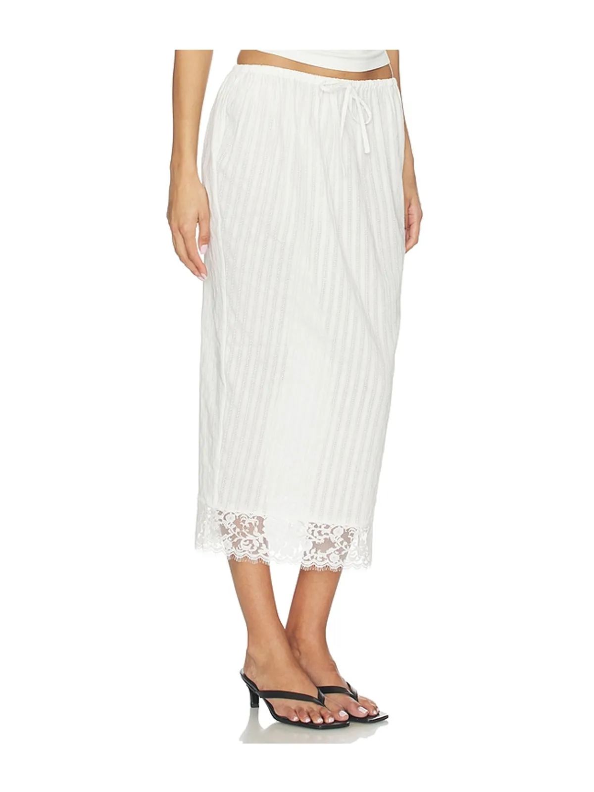 Yuhan Wang LACE HEM DRAWSTRING スカート - 画像3