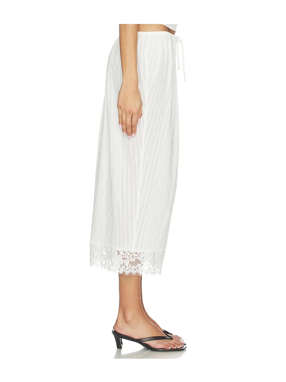 Yuhan Wang LACE HEM DRAWSTRING スカート - 画像4