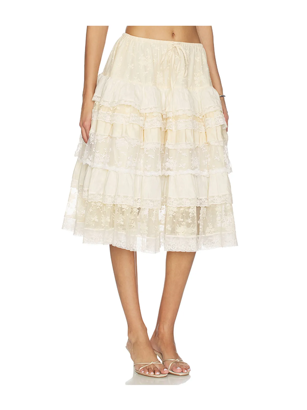 Yuhan Wang TIERED LACE RUFFLE スカート - 画像2