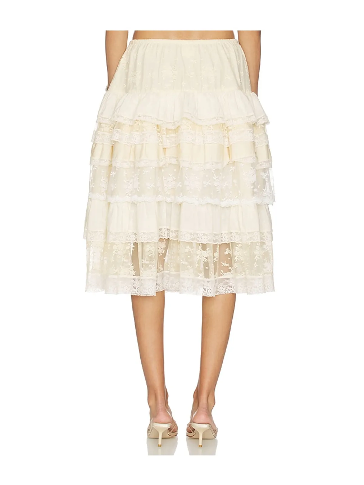 Yuhan Wang TIERED LACE RUFFLE スカート - 画像4