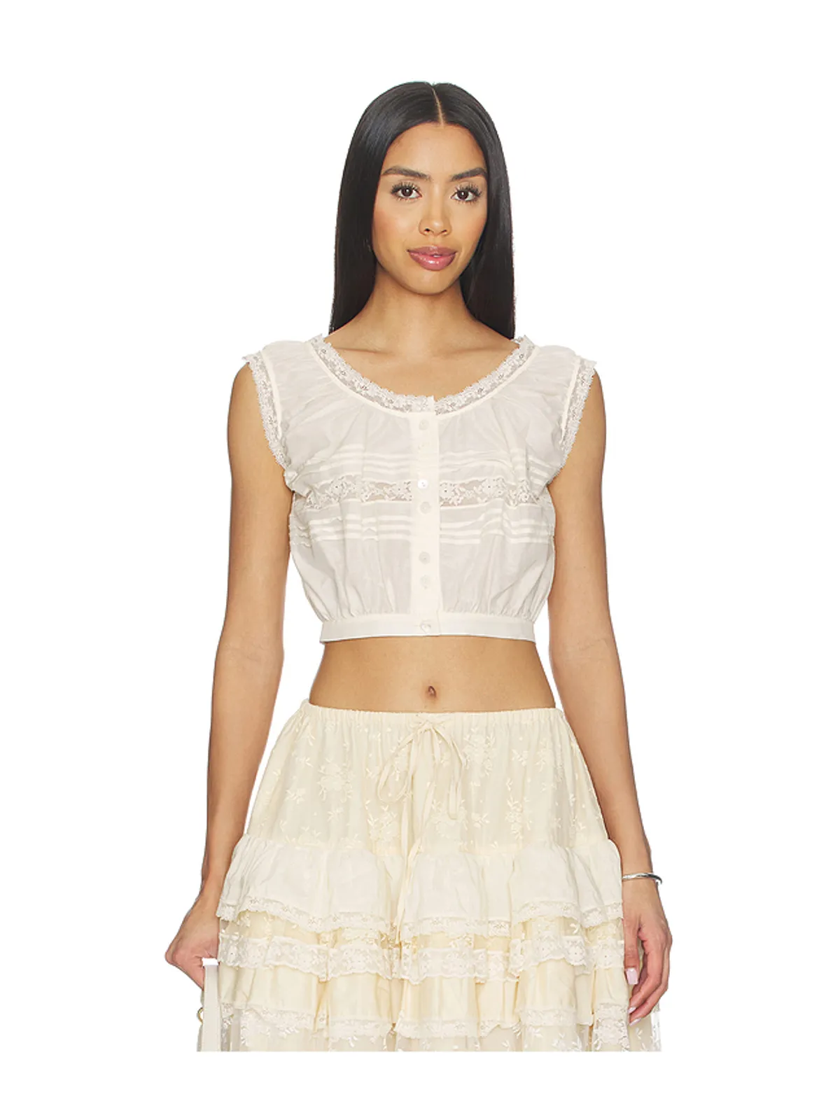 Yuhan Wang LACE TRIM BUTTON ブラウス - 画像1