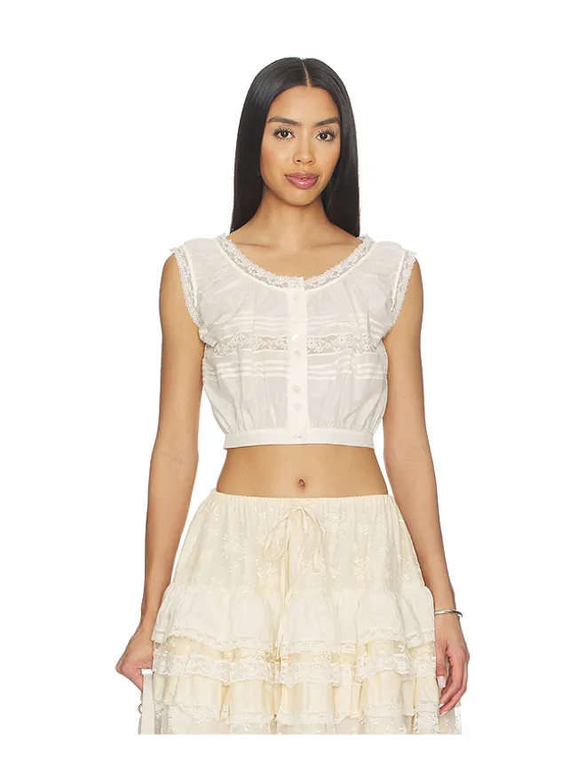 Yuhan Wang Yuhan Wang LACE TRIM BUTTON ブラウスの商品画像