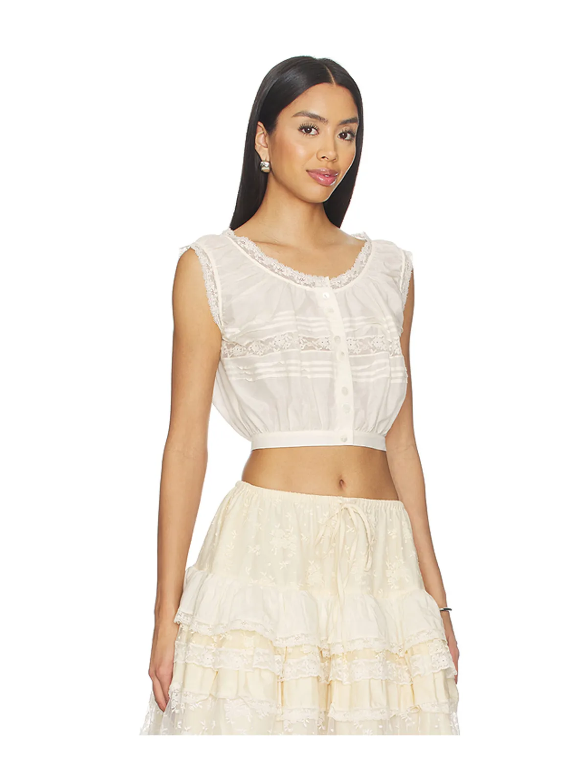 Yuhan Wang LACE TRIM BUTTON ブラウス - 画像2