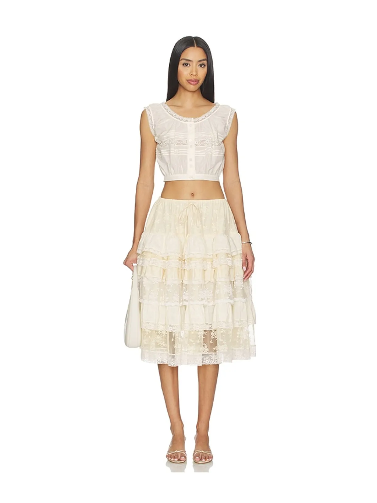 Yuhan Wang LACE TRIM BUTTON ブラウス - 画像4