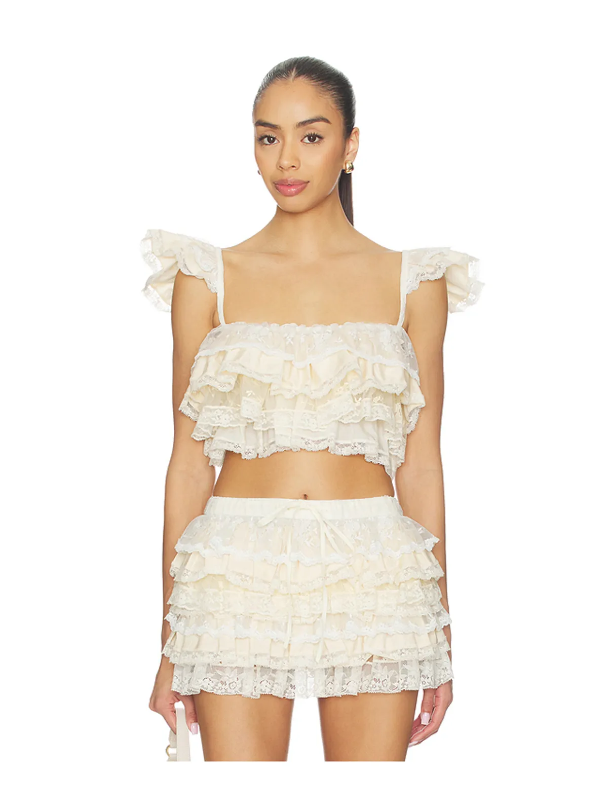 Yuhan Wang RUFFLE LACE TIER CAMI トップ - 画像1