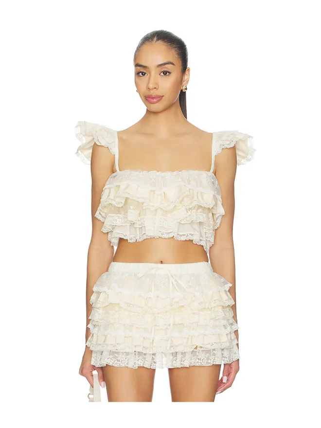 Yuhan Wang Yuhan Wang RUFFLE LACE TIER CAMI トップの商品画像