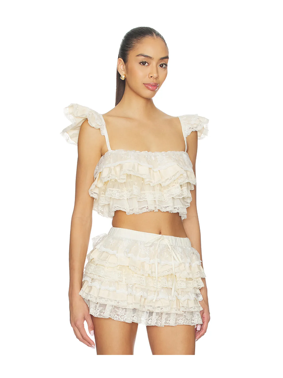 Yuhan Wang RUFFLE LACE TIER CAMI トップ - 画像2