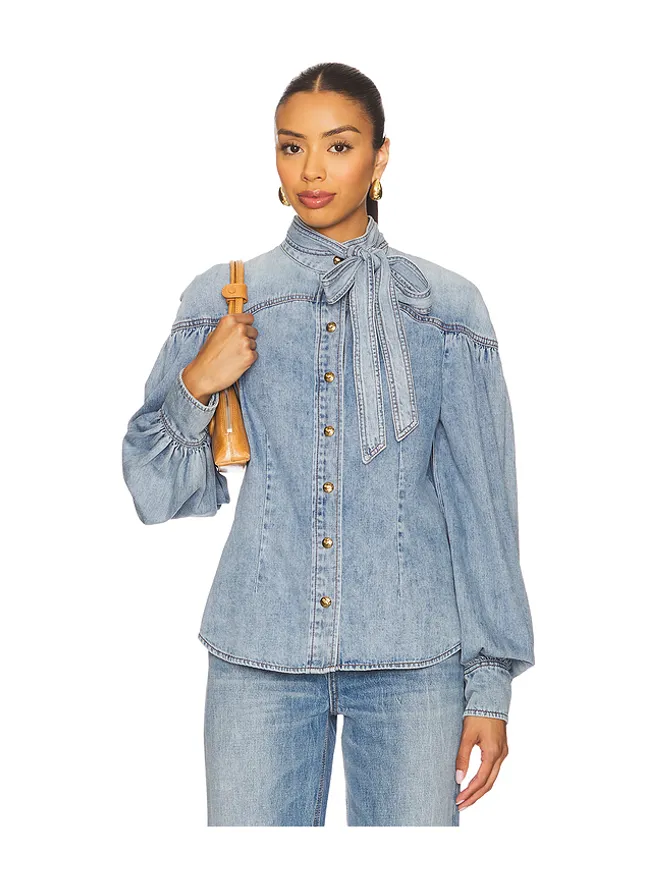 Zimmermann Zimmermann 首にデニムリボンブラウスの商品画像