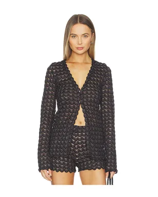 Zuleyha Kuru ELIZA トップ - Black, Metallic Silver. - サムネイル1