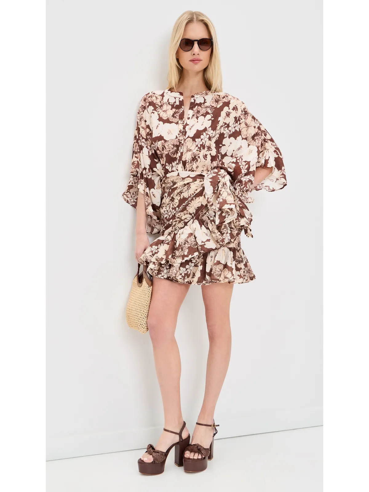 Coniglio Palm Beach ミニ ラッフル パレオ ハイビスカス トロピカル ココナツ - 画像5