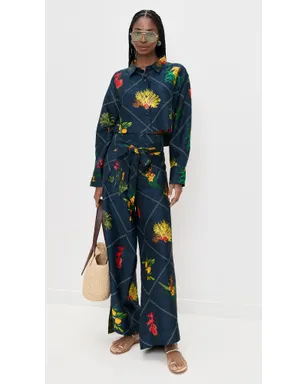 Coniglio Palm Beach クロップド クラシック シルク ボタンダウン シャツ フロリダ・フレーム・ネイビー - サムネイル5