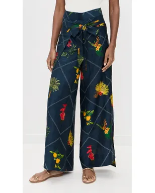 Coniglio Palm Beach ツーパネル ラップ シルクパンツ フロリダフレーム ネイビー - サムネイル2