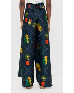 Coniglio Palm Beach ツーパネル ラップ シルクパンツ フロリダフレーム ネイビー - サムネイル3