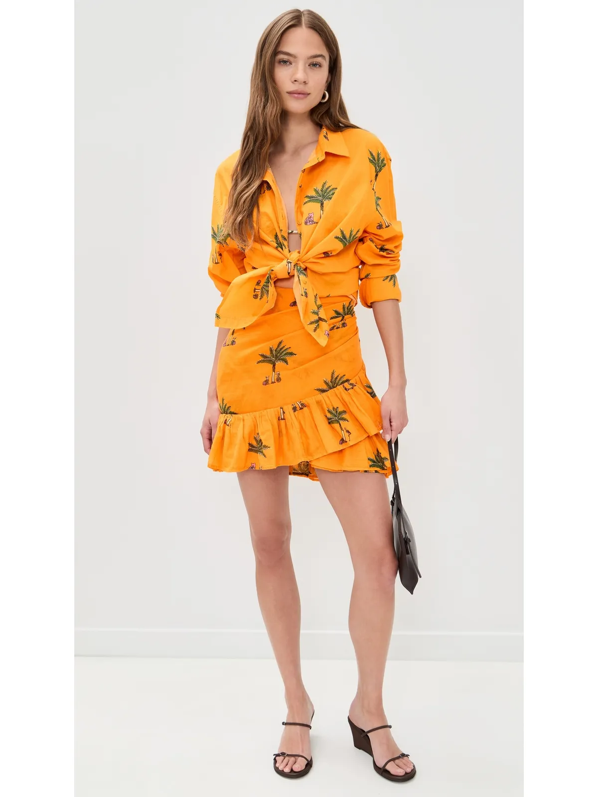 Coniglio Palm Beach クラシック ボタンダウンシャツ プチパーム・オレンジ - 画像5