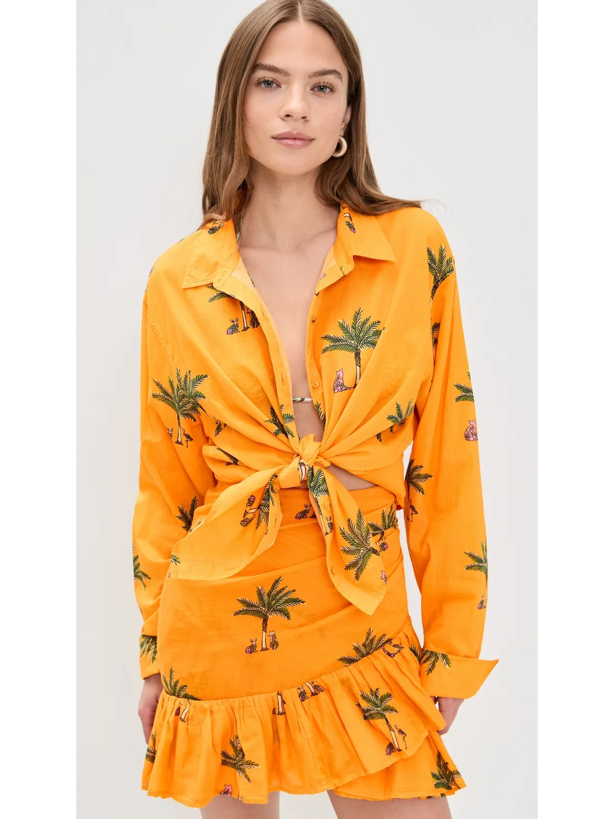 Coniglio Palm Beach クラシック ボタンダウンシャツ プチパーム・オレンジ - 画像2