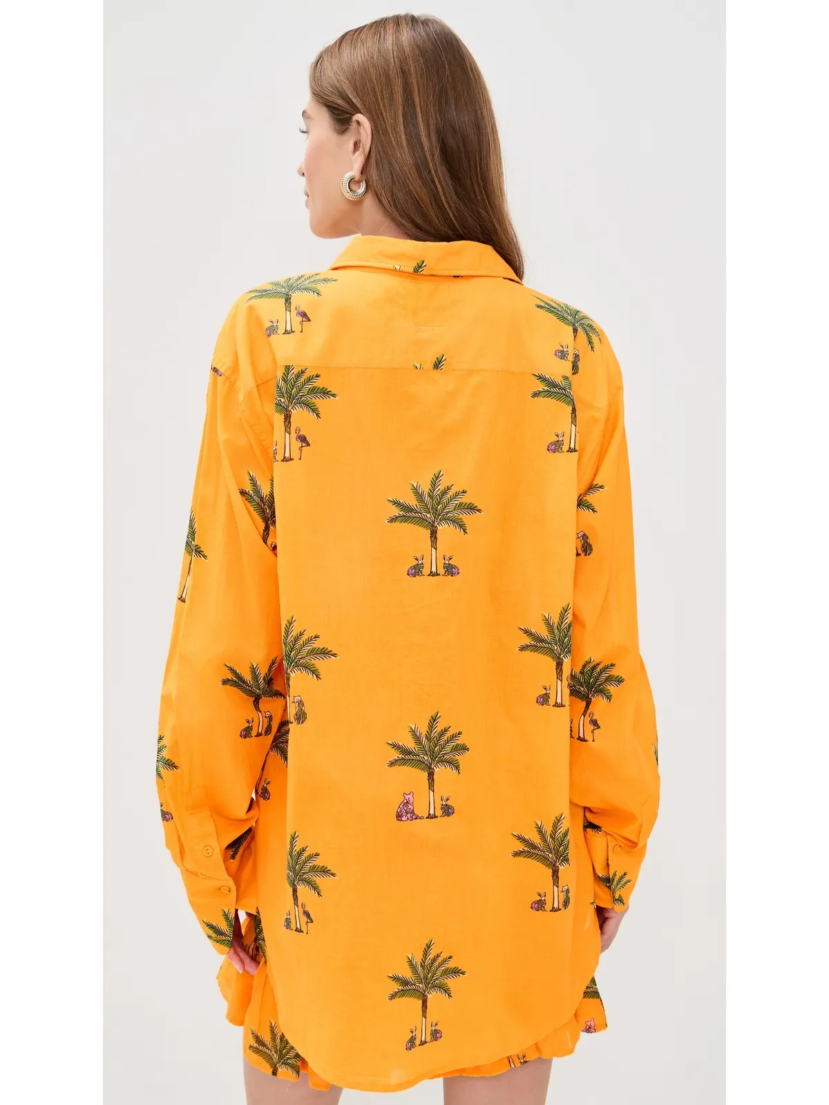 Coniglio Palm Beach クラシック ボタンダウンシャツ プチパーム・オレンジ - 画像3