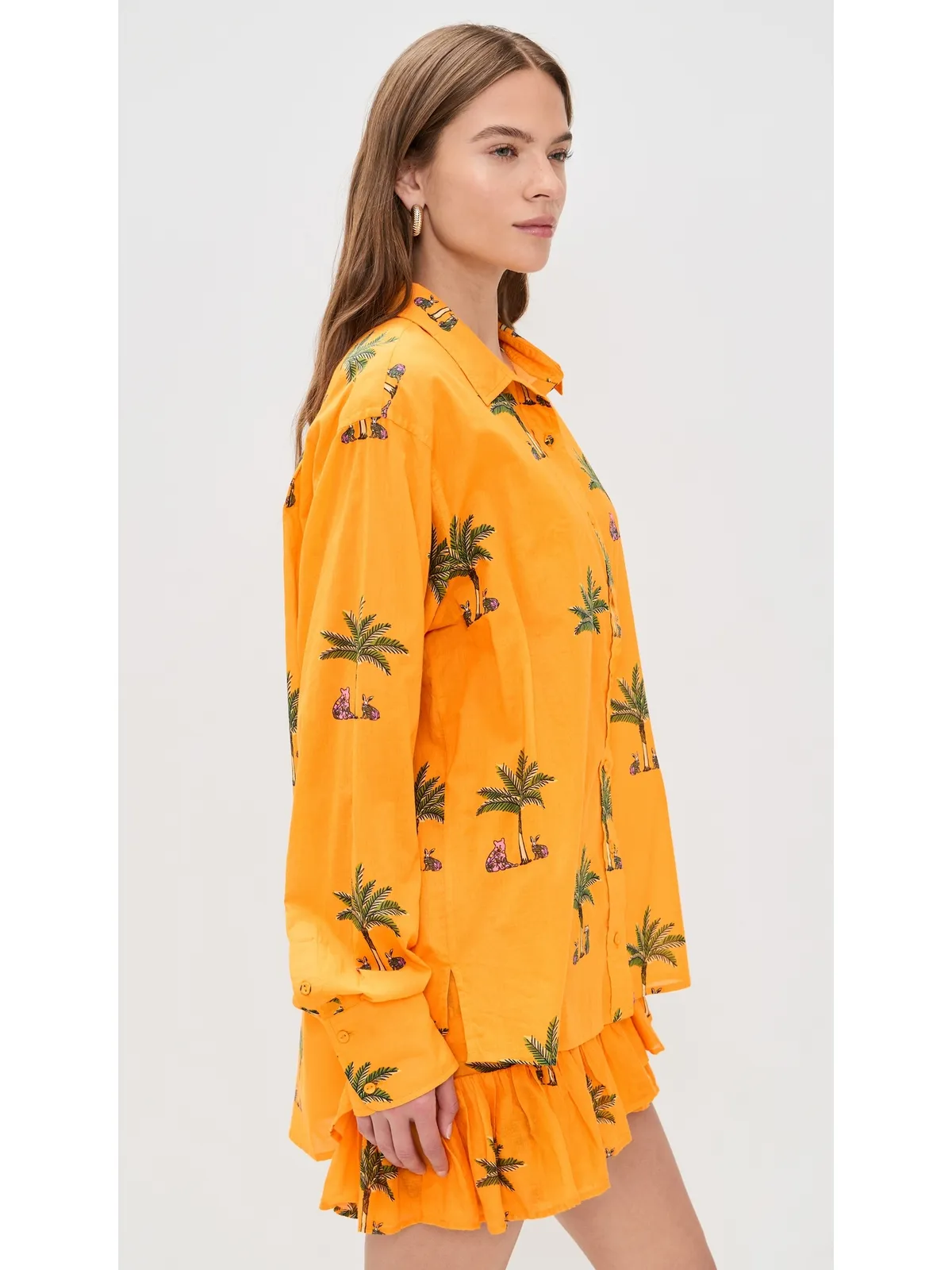 Coniglio Palm Beach クラシック ボタンダウンシャツ プチパーム・オレンジ - 画像4