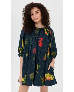 Coniglio Palm Beach シャーリング ハーフプラケット ミニドレス フロリダ フレーム ネイビー - サムネイル2