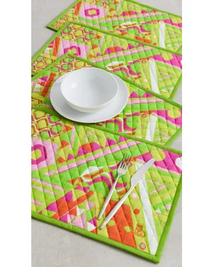 Coniglio Palm Beach テーブルマットセット 4枚組 Prism Geo Lime Blaze - サムネイル2