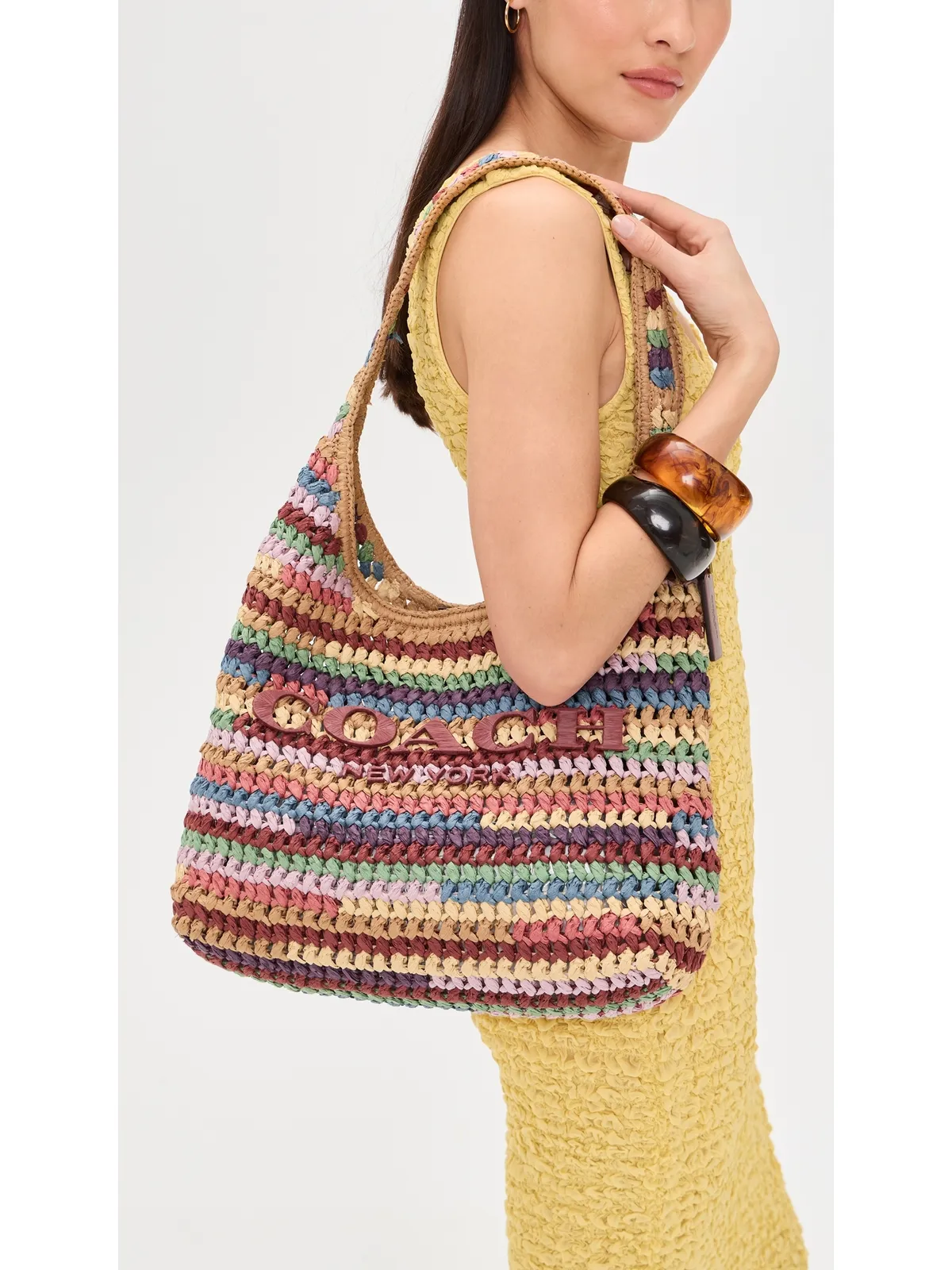 Coach ブルックリン ラフィア ショルダーバッグ - 画像3
