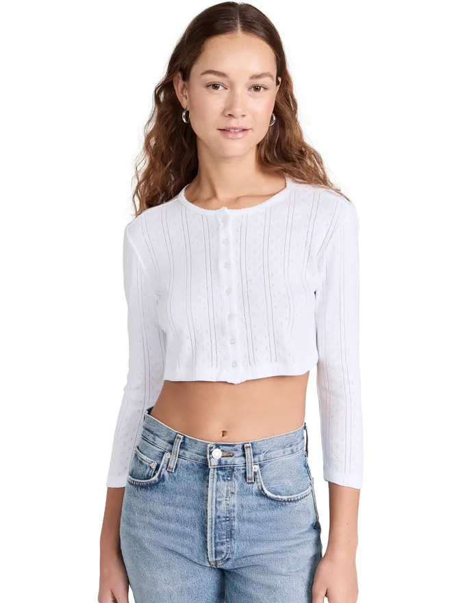 COUCOU COUCOU クロップドカーディガン ポイント編み ホワイトの商品画像