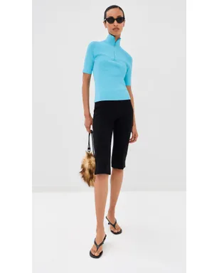 Courrèges ジップドモックネックニットトップ アクア - サムネイル5