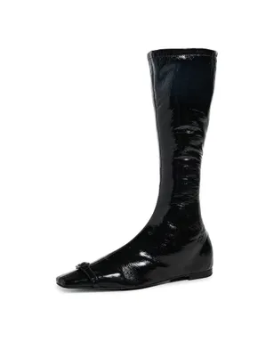 Courrèges フラットバックル ヴィニル ブーツ ブラック - サムネイル1
