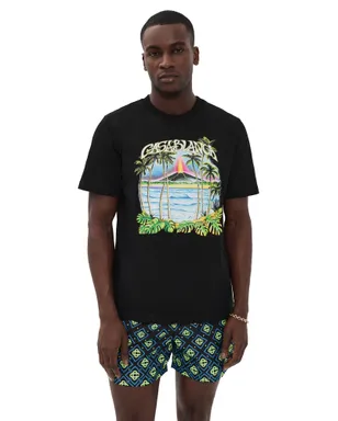 Casablanca 火山プリント クラシックTシャツ ブラック - サムネイル1