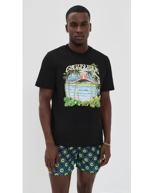 Casablanca 火山プリント クラシックTシャツ ブラック - サムネイル2