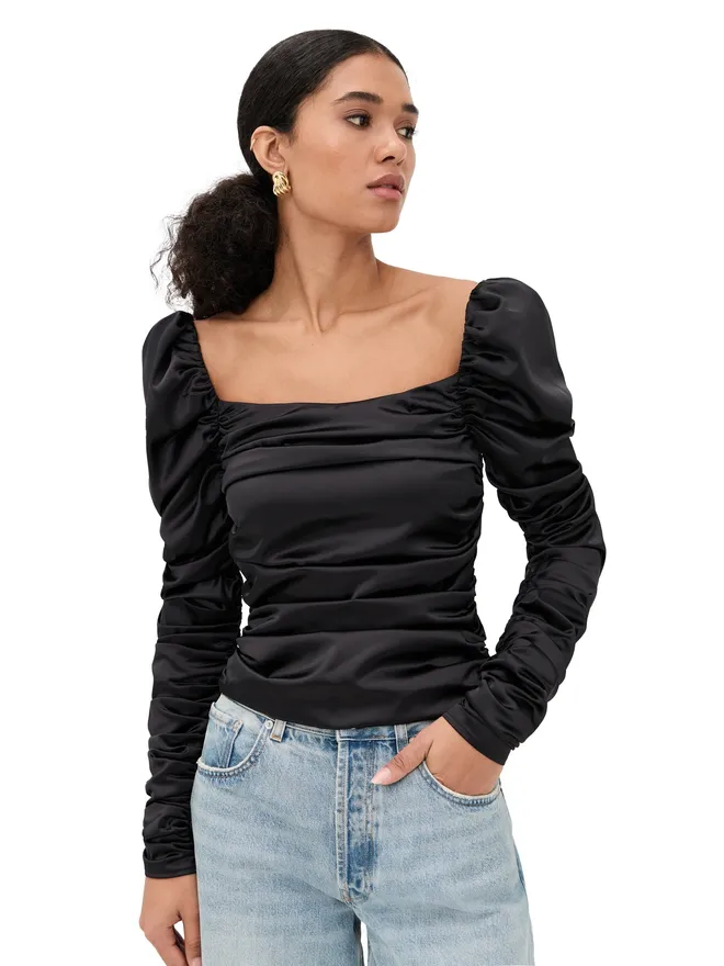 CAROLINE CONSTAS CAROLINE CONSTAS マキシ ロングスリーブ トップ ブラックの商品画像