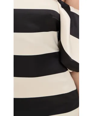 CAROLINE CONSTAS アンジェラ ガウン ブラックアイボリーストライプ - サムネイル6