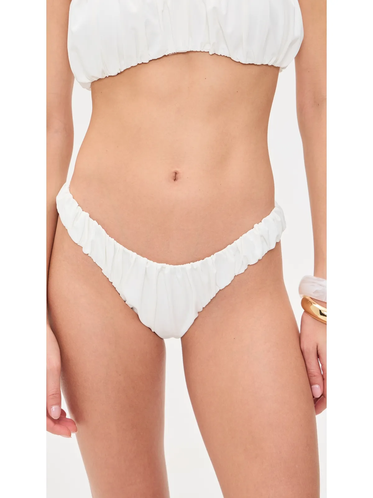 CAROLINE CONSTAS Dorit Ruched Bikini Bottoms Ivory - 画像2