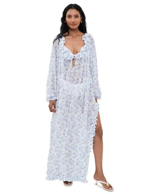 CAROLINE CONSTAS Cosima カバーアップドレス ブルー×ホワイト - サムネイル1