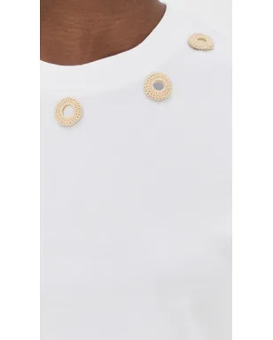 Cinq à Sept Crochet Mirrors Bessy Tee White/Khaki - サムネイル6