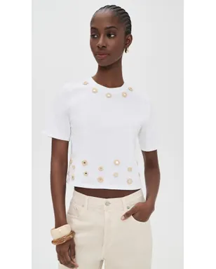 Cinq à Sept Crochet Mirrors Bessy Tee White/Khaki - サムネイル2