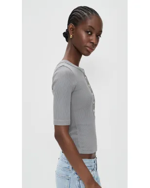 Citizens of Humanity Nali 半袖ヘンリーネックTシャツ Balboa M - サムネイル4