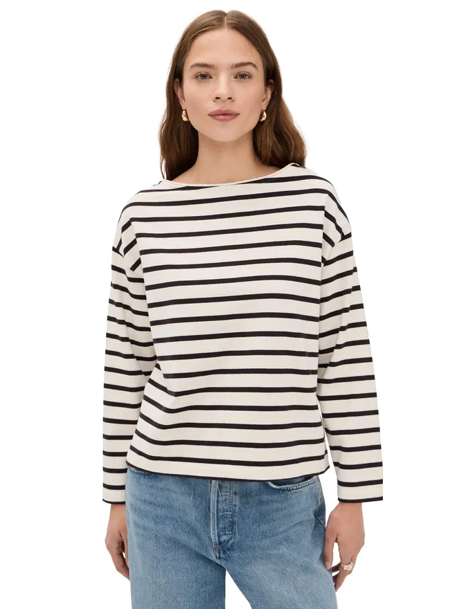 Citizens of Humanity Citizens of Humanity ボートネック長袖Tシャツ チョコレートストライプの商品画像