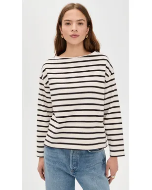 Citizens of Humanity ボートネック長袖Tシャツ チョコレートストライプ - サムネイル2