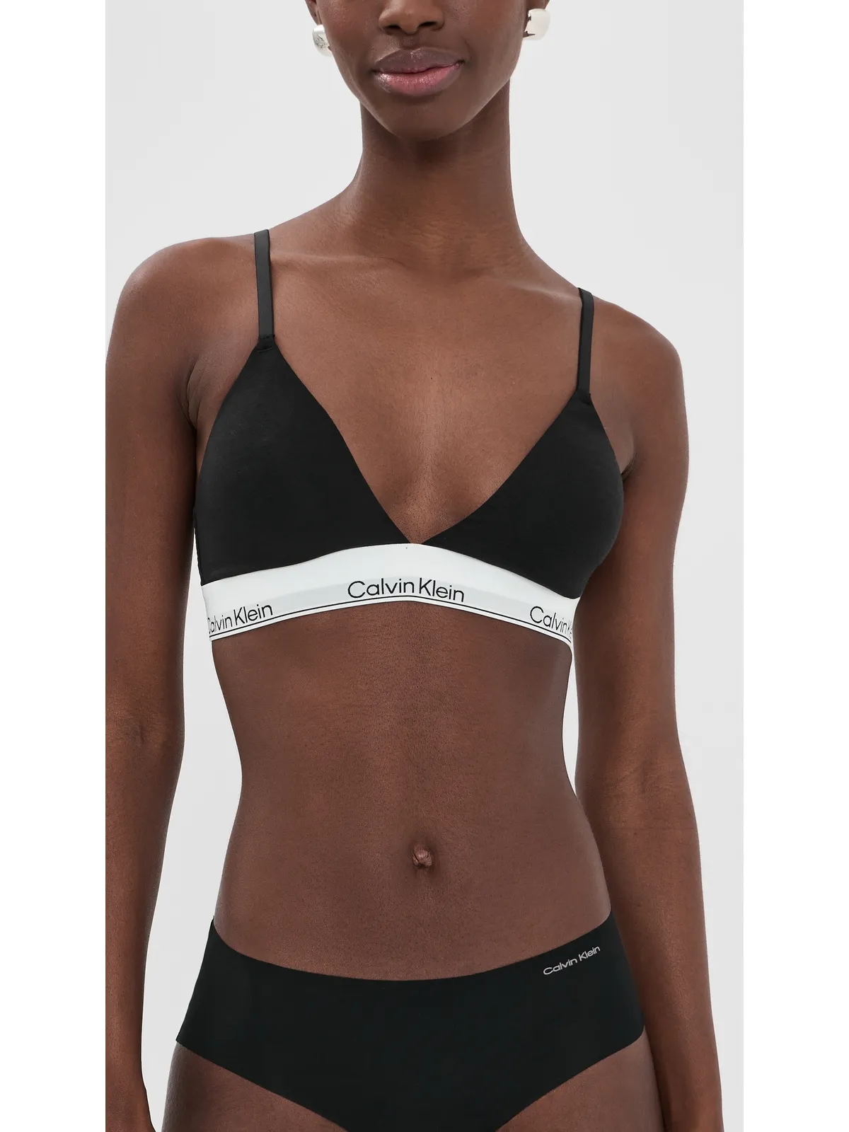 Calvin Klein Underwear アイコンコットン 薄手パッド入り トライアングル ブラレット - 画像2