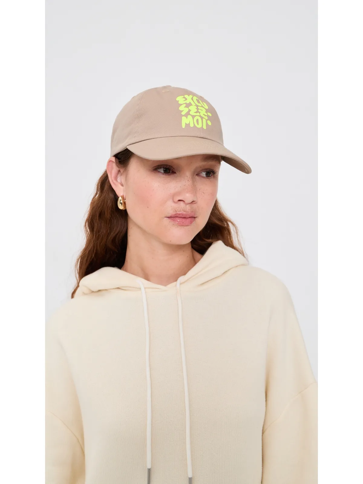 Clare V. Baseball Hat Khaki with Neon Yellow - 画像3