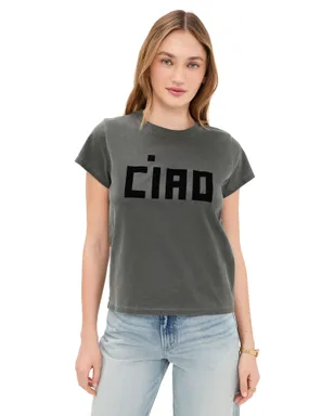 Clare V. クラシックTシャツ - フロックド ブロック チャオ フェイドブラック - サムネイル1