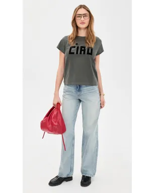 Clare V. クラシックTシャツ - フロックド ブロック チャオ フェイドブラック - サムネイル5