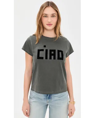 Clare V. クラシックTシャツ - フロックド ブロック チャオ フェイドブラック - サムネイル2