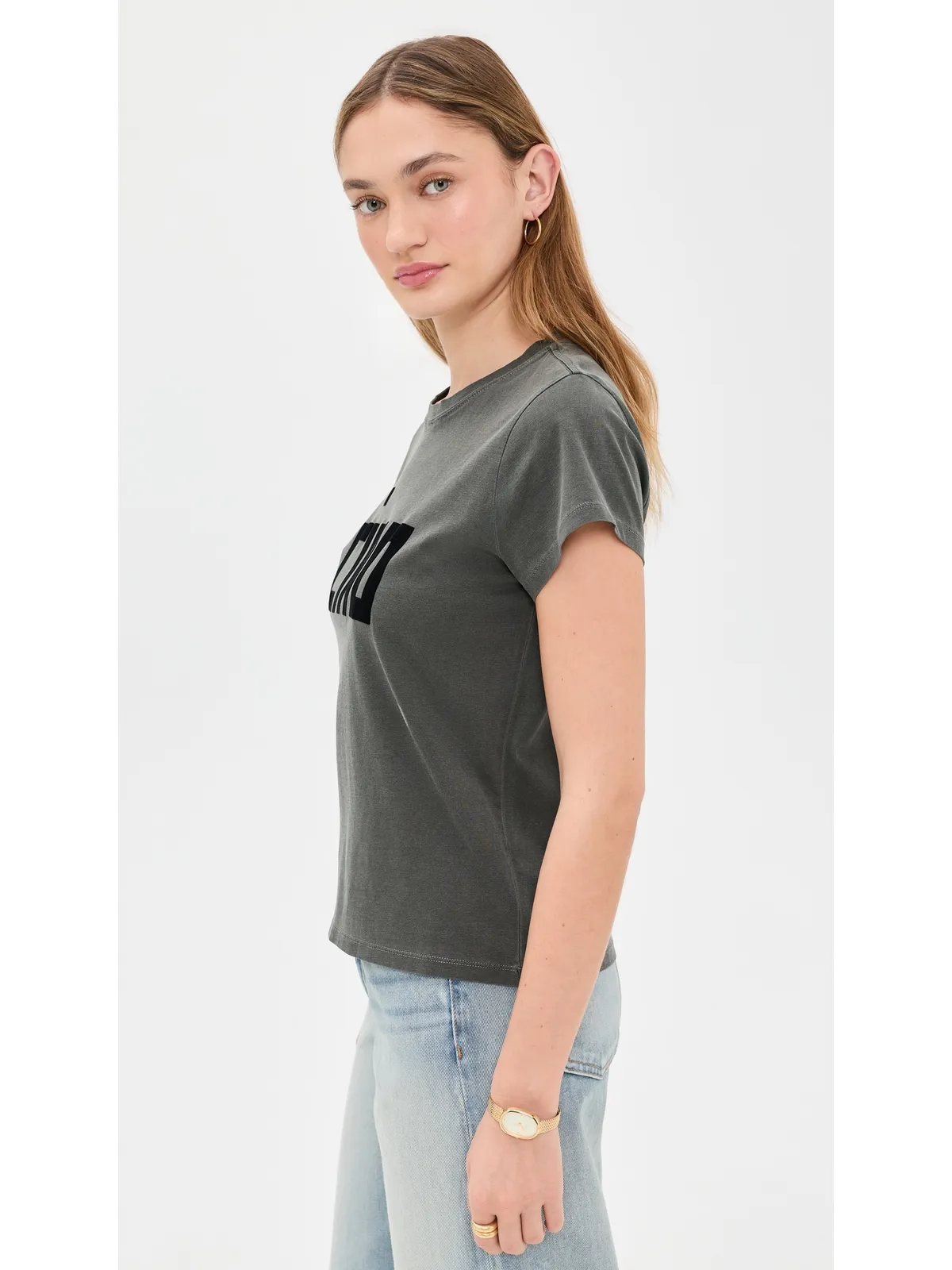 Clare V. クラシックTシャツ - フロックド ブロック チャオ フェイドブラック - 画像4