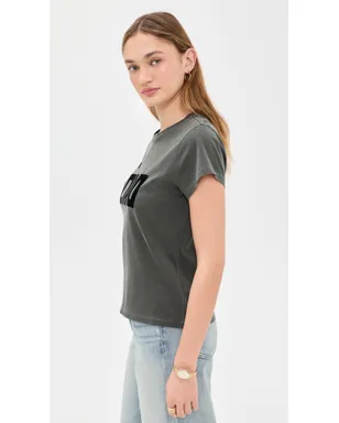 Clare V. クラシックTシャツ - フロックド ブロック チャオ フェイドブラック - サムネイル4